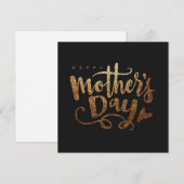 Zwart en glanzend goud Moederdag Feestdagenkaart (Voorkant / Achterkant)