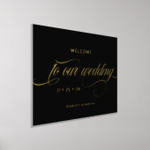 Zwart en glanzend kalligrafie bruiloft welkom teke folie afdrukken (Laagn)