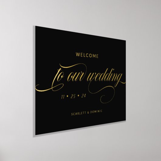 Zwart en glanzend kalligrafie bruiloft welkom teke folie afdrukken (Laagn)