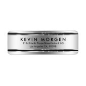 Zwart en glanzend zilver-grijze strepen etiket (Voorkant)