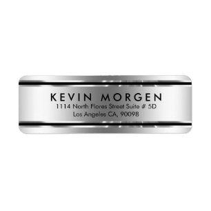 Zwart en glanzend zilver-grijze strepen etiket