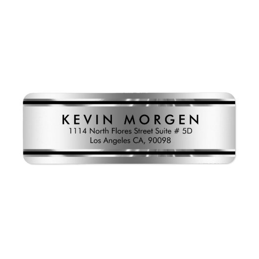 Zwart en glanzend zilver-grijze strepen etiket (Voorkant)