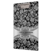 Zwart en glanzend zilveren damast patroon klembord (Links)