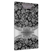 Zwart en glanzend zilveren damast patroon klembord (Rechts)