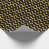 Zwart en glitter Gold Zigzag Patroon Cadeaupapier (Hoek)