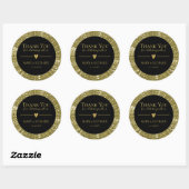 Zwart en glitter gouden bruiloft dank u gunst ronde sticker (Vel)