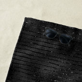 Zwart en glitterstrippatroon strandlaken (In situ)