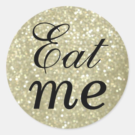 Zwart en Glittery Gold Eat Me Sticker (Voorkant)