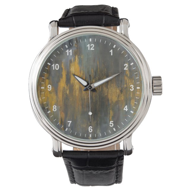 Zwart en Gold Abstract afdrukken | Danhui Nai Horloge (Voorkant)