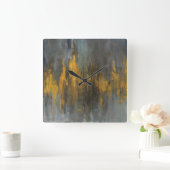 Zwart en Gold Abstract afdrukken | Danhui Nai Vierkante Klok (Huis)