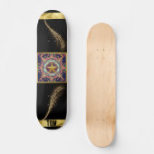 Zwart en Gold Abstract, speciaal aangepast skatebo Persoonlijk Skateboard (Voorkant)