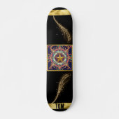 Zwart en Gold Abstract, speciaal aangepast skatebo Persoonlijk Skateboard (Voorkant)