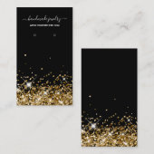 Zwart en Gold Glitter Handtekening Oorspronkelijk Visitekaartje (Voorkant / Achterkant)