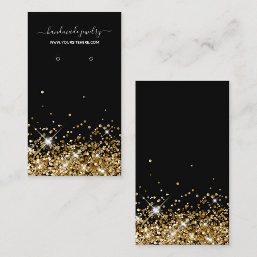 Zwart en Gold Glitter Handtekening Oorspronkelijk  Visitekaartje (Voorkant / Achterkant)