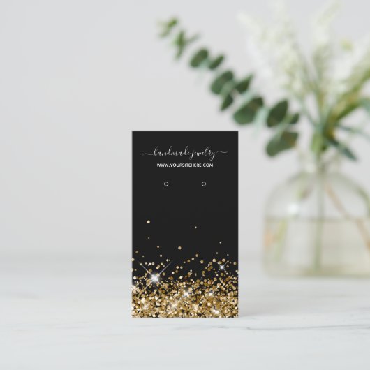 Zwart en Gold Glitter Handtekening Oorspronkelijk  Visitekaartje (Staand voorkant)
