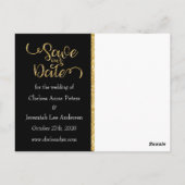 Zwart en Gold Glitter sparen de datum Briefkaart (Achterkant)