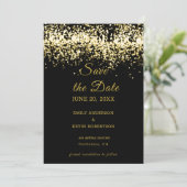 Zwart en Gold Glitter sparen de Uitnodiging van de (Staand voorkant)