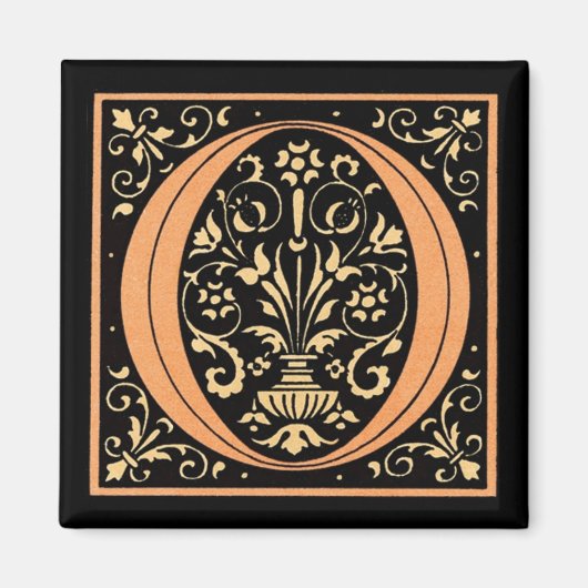 zwart en Gold Letter 'O' Magneet (Voorkant)
