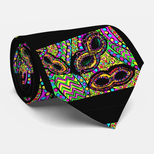 ZWART EN GOLD MARDI GRAS STROPDAS (Opgerold)