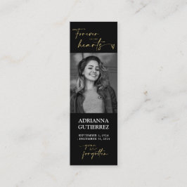 Zwart en Gold Minimal Script Photo Memorial Poem Mini Visitekaartje