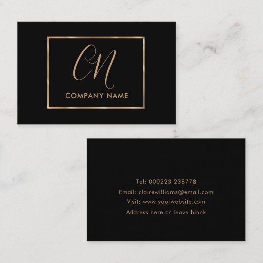 Zwart en Gold Minimalistisch Visitekaartje (Voorkant / Achterkant)