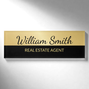 Zwart en Gold Modern Professional op maat Naambadge