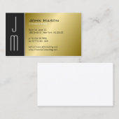 Zwart en Gold Monogram Professional Visitekaartje (Voorkant / Achterkant)