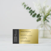 Zwart en Gold Monogram Professional Visitekaartje (Staand voorkant)