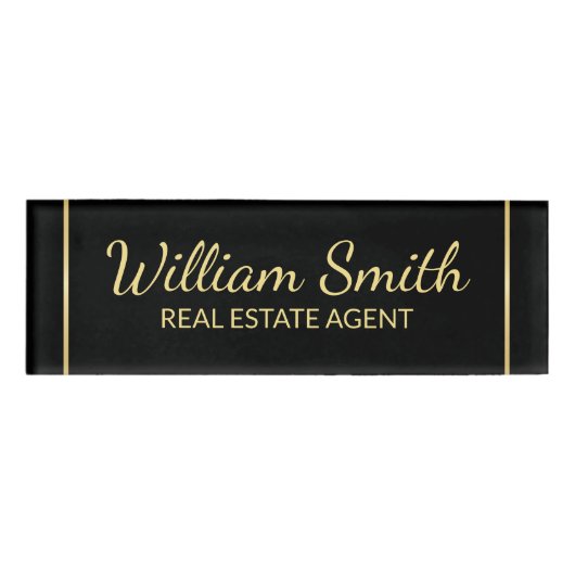 Zwart en Gold Professional op maat Naambadge (Voorkant)
