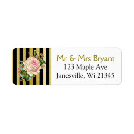 Zwart en Gold Striped Roos Return Address Label