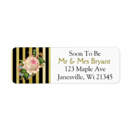 Zwart en Gold Striped Roos Return Address Label