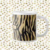 Zwart en Gold Wild Animal Print met naam Grote Koffiekop