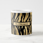 Zwart en Gold Wild Animal Print met naam Grote Koffiekop (Voorkant)