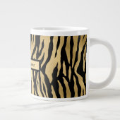 Zwart en Gold Wild Animal Print met naam Grote Koffiekop (Rechts)