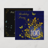 Zwart en goud 100ste verjaardag kaart (Voorkant / Achterkant)