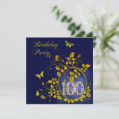 Zwart en goud 100ste verjaardag kaart (Staand voorkant)