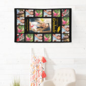 Zwart en goud 17 Photo Collage Graduation Party Spandoek (Insitu)