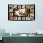 Zwart en goud 17 Photo Collage Graduation Party Spandoek (Beurs)