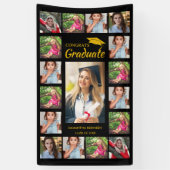Zwart en goud 17 Photo Collage Graduation Party Spandoek (Verticaal)