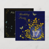 Zwart en Goud 17e Verjaardagsfeest Kaart (Voorkant / Achterkant)
