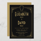 Zwart en goud 1920 Art Deco bruiloft Kaart (Voorkant / Achterkant)