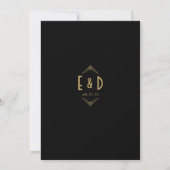Zwart en goud 1920s Art Deco Monogram bruiloft Kaart (Achterkant)