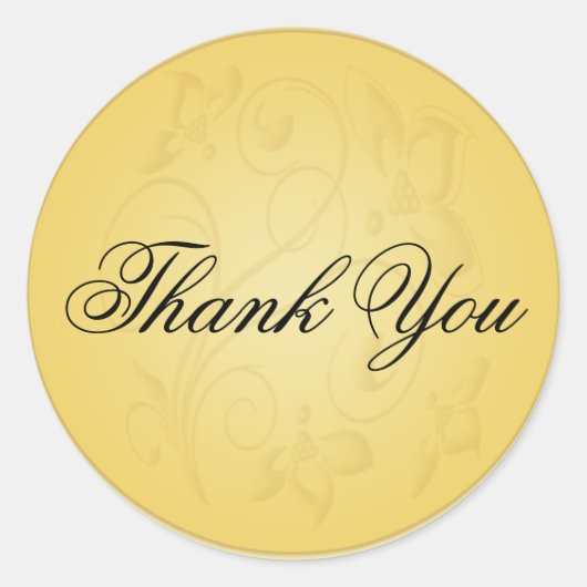 Zwart en Goud 1,5"Diameter Dank u Sticker (Voorkant)