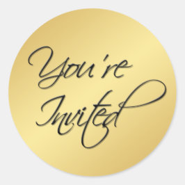 Zwart en Goud 1,5"Diameter Ronde Sticker