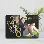 Zwart en Goud 2018 Afstuderen Kaart (Staand voorkant)