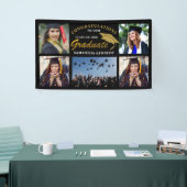 Zwart en goud 2023 Afstuderen 5 Foto collage Spandoek (Beurs)