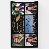 Zwart en goud 2023 Afstuderen 5 Foto collage Spandoek (Verticaal)