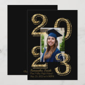 Zwart en goud 2023 Foto Afstuderen Kaart (Voorkant / Achterkant)
