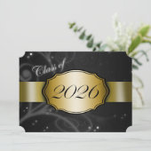 Zwart en Goud 2026 Afstuderen Kaart (Staand voorkant)