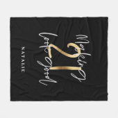 Zwart en goud 21ste verjaardag modern script stijl fleece deken (Voorkant (Horizontaal))